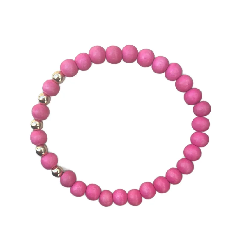 Soft arc bracelet-Kenley 14kt Gold Filled Bubblegum Pink Wood 6mm Bracelet