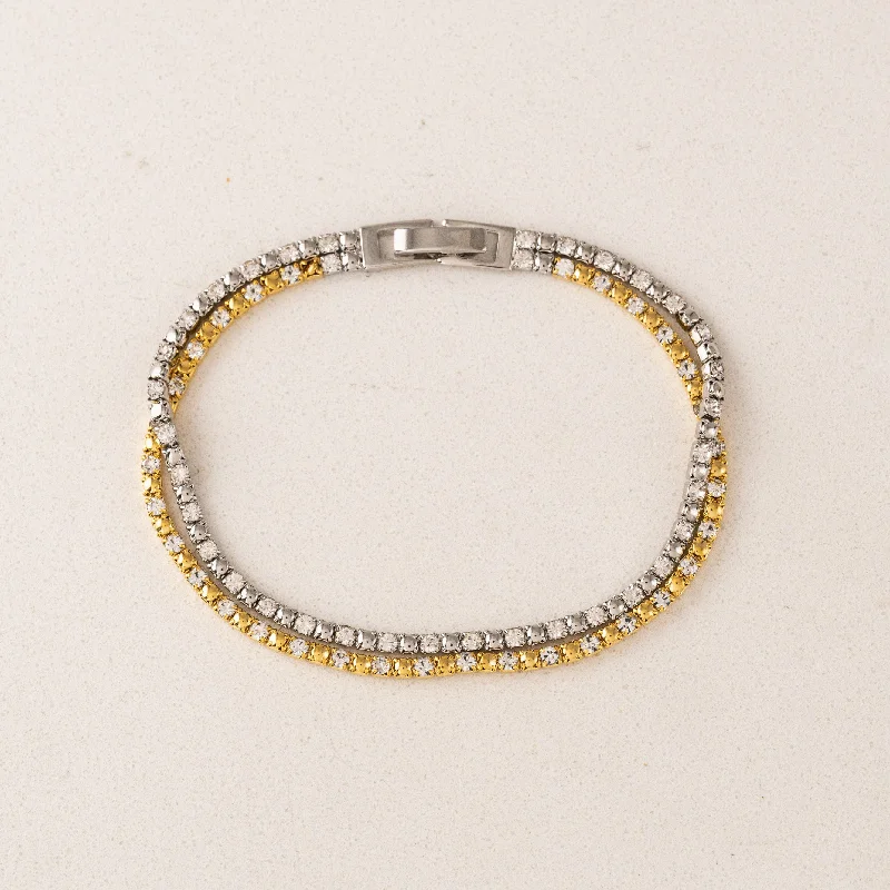 Luminous diamond bracelet-8” Tennis Mixed Metal Double Bracelet