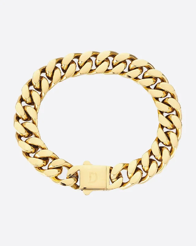 Coiled design bracelet-CLEAN BOXED CUBANA BRACELET. - 11MM 18K GOLD