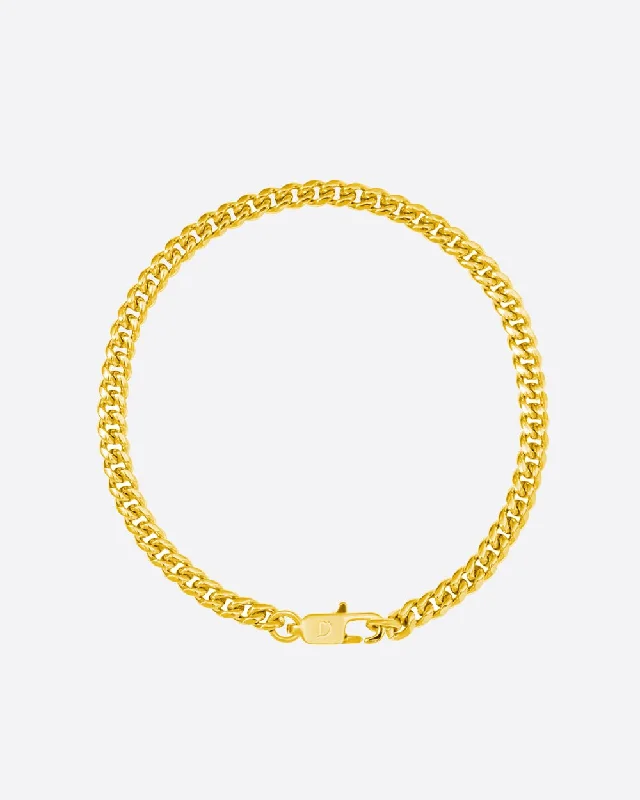 Vivid shale bracelet-CLEAN CUBANA BRACELET. - 4MM 18K GOLD