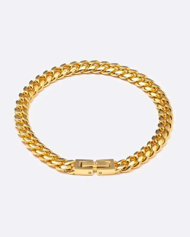 Raw gem bracelet-CLEAN CUBANA BRACELET. - 6MM 18K GOLD