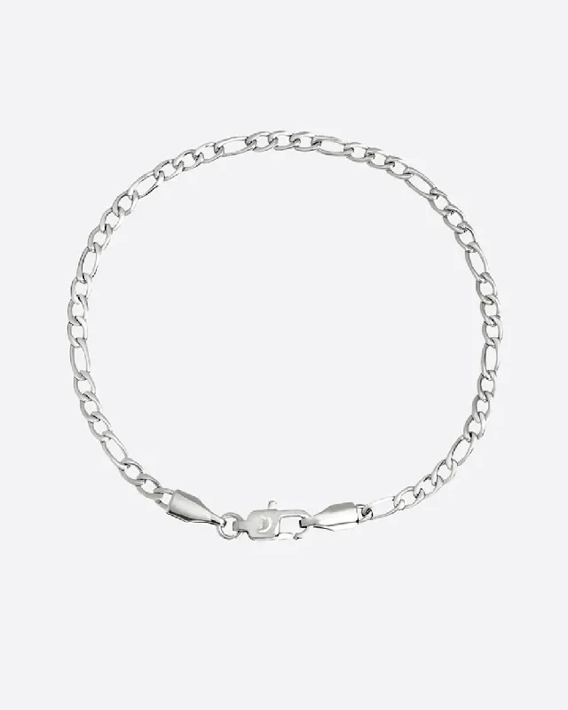 Drifting diamond bracelet-CLEAN FIGARO BRACELET. - 3MM WHITE GOLD