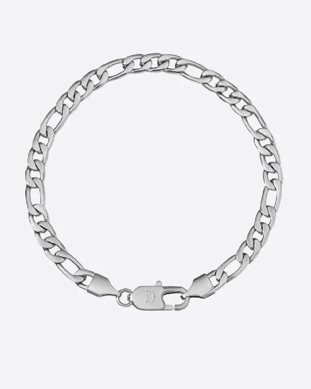 Pentagonal charm bracelet-CLEAN FIGARO BRACELET. - 5MM WHITE GOLD