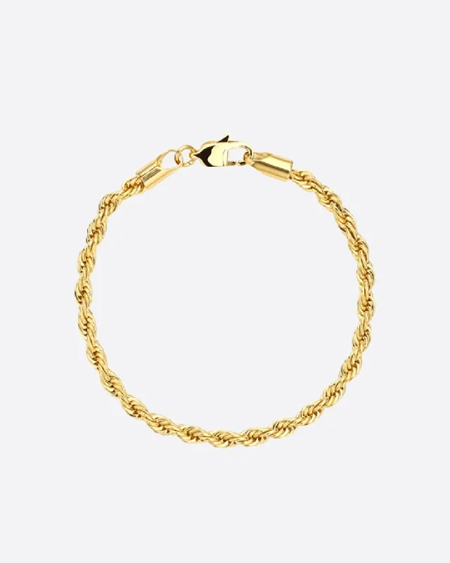 Ethnic scored bracelet-CLEAN ROPE BRACELET. - 3MM 18K GOLD