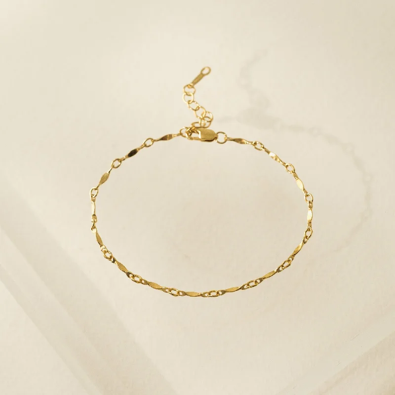 Sparkling link bracelet-Dapped Bar Chain Gold-Filled Bracelet