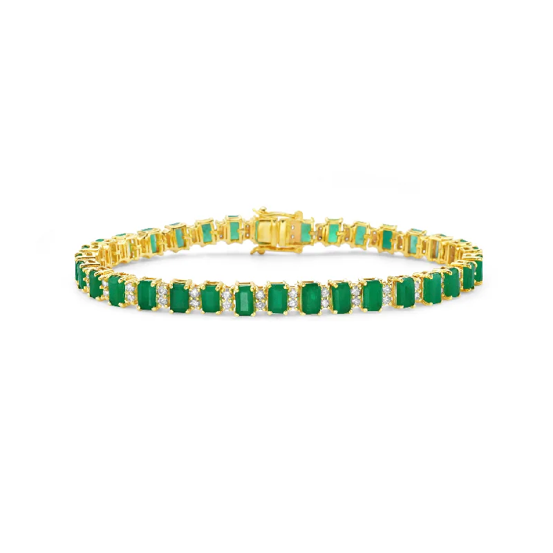 Coiled design bracelet-Diamond & Emerald Cut Emerald Tennis Bracelet (10.50 ct.) 4-Prongs Setting in 14K Gold