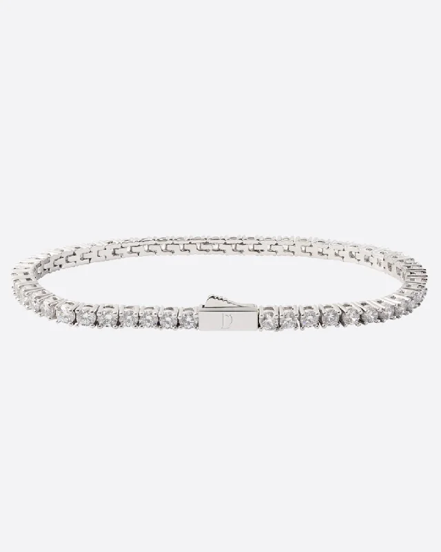 Tide motif bracelet-MOISSANITE TENNIS BRACELET. - 3MM WHITE GOLD