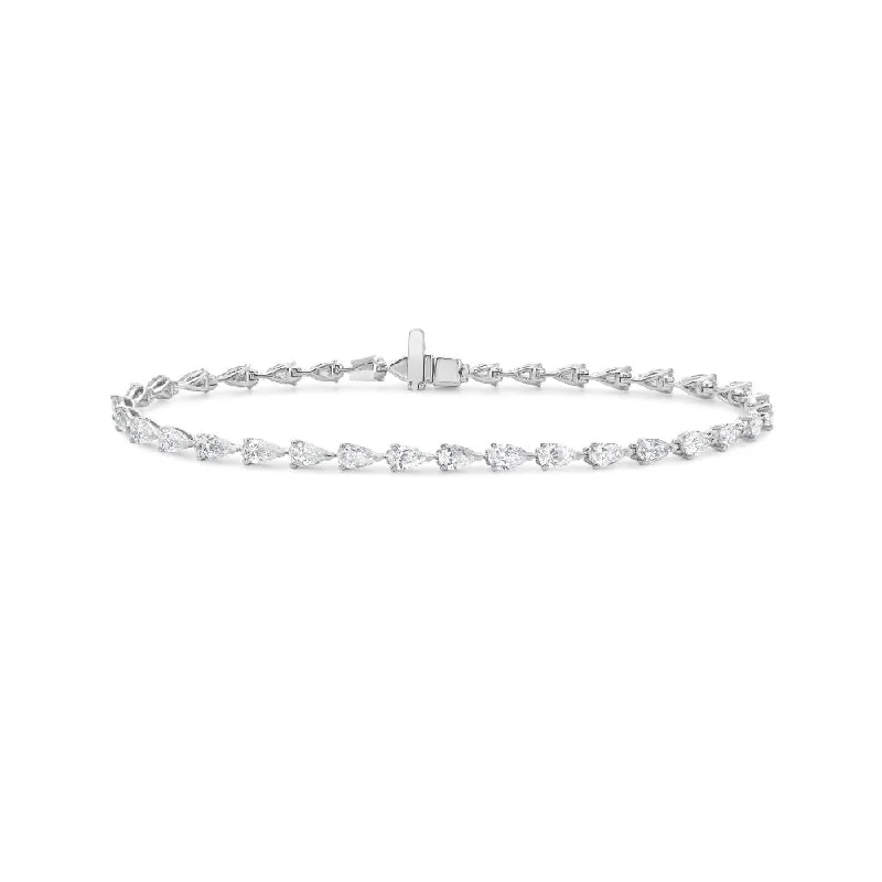 Vivid shale bracelet-Pear Shape Diamond East-West Tennis Bracelet (4.17 ct.) in 18K Gold