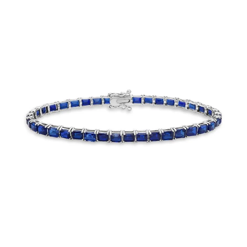 Glowing citrine bracelet-Emerald Cut Blue Sapphires Tennis Bracelet (14.00 ct.) 4-Prongs Setting in 14K Gold