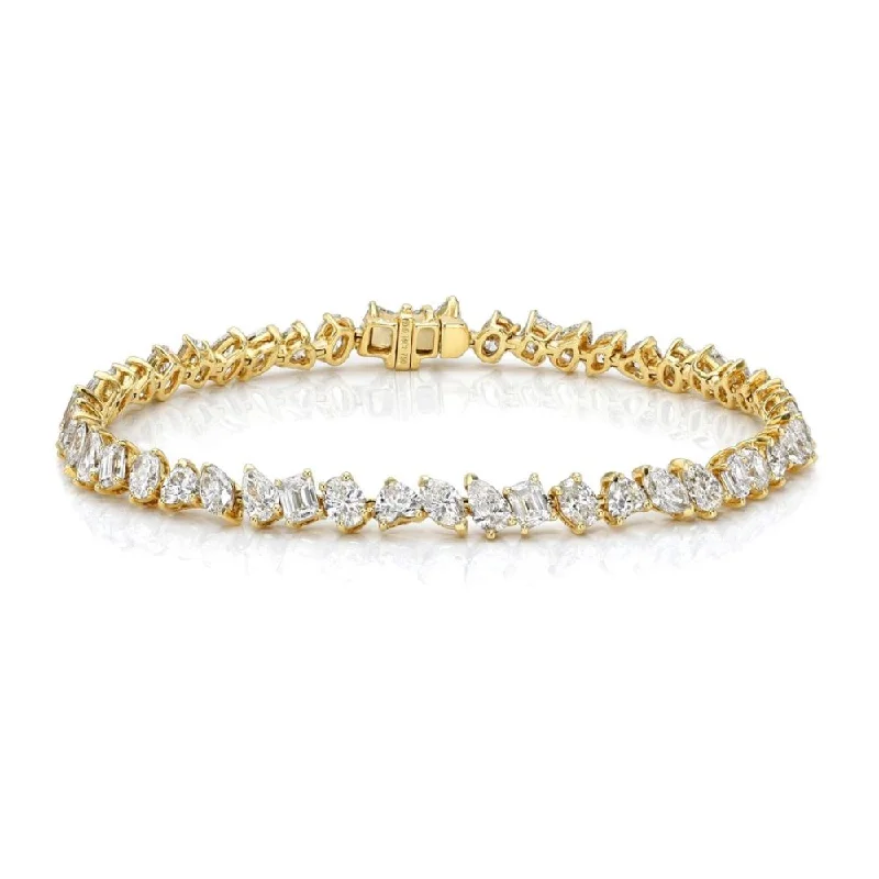 Wire-swirl bracelet-Fancy Multi Shape Diamond Bracelet (8.61 ct.) 18K Gold