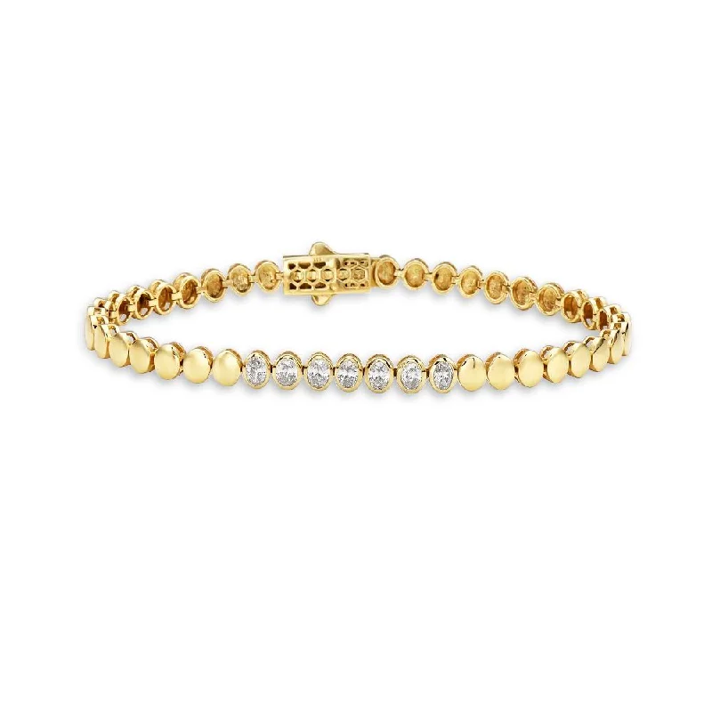 Dense gold bracelet-Fancy Oval Bracelet With Oval Shape Diamonds (0.88 ct.) in 14K Gold