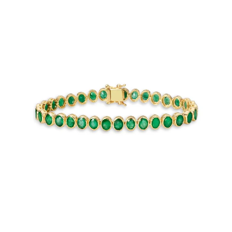 Thirteen-gem bracelet-Fancy Oval Shape Emerald Bracelet (9.89 ct.) in 14K Gold