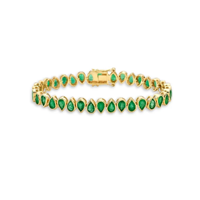 Icy aquamarine bracelet-Fancy Pear Shape Emerald Bracelet (12.80 ct.) in 14K Gold