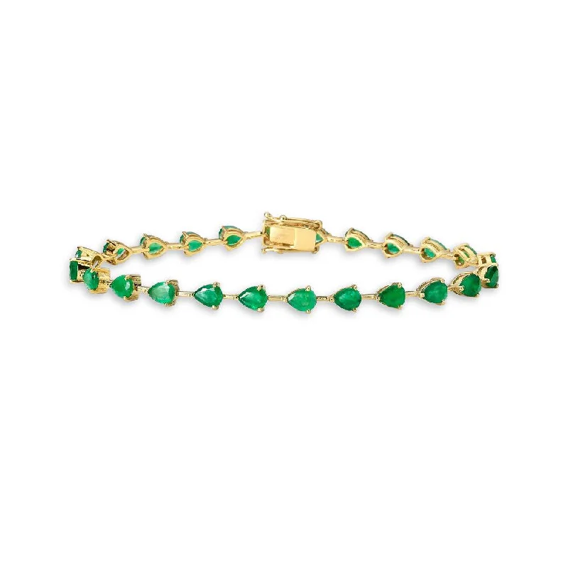 Lush agate bracelet-Fancy Pear Shape Emerald Bracelet (6.20 ct.) 3-Prongs Setting in 14K Gold