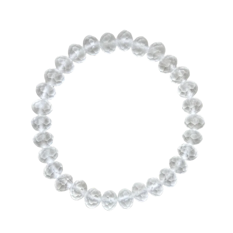 Wide-tier bracelet-Frost Faceted Rondelle 8mm Bracelet