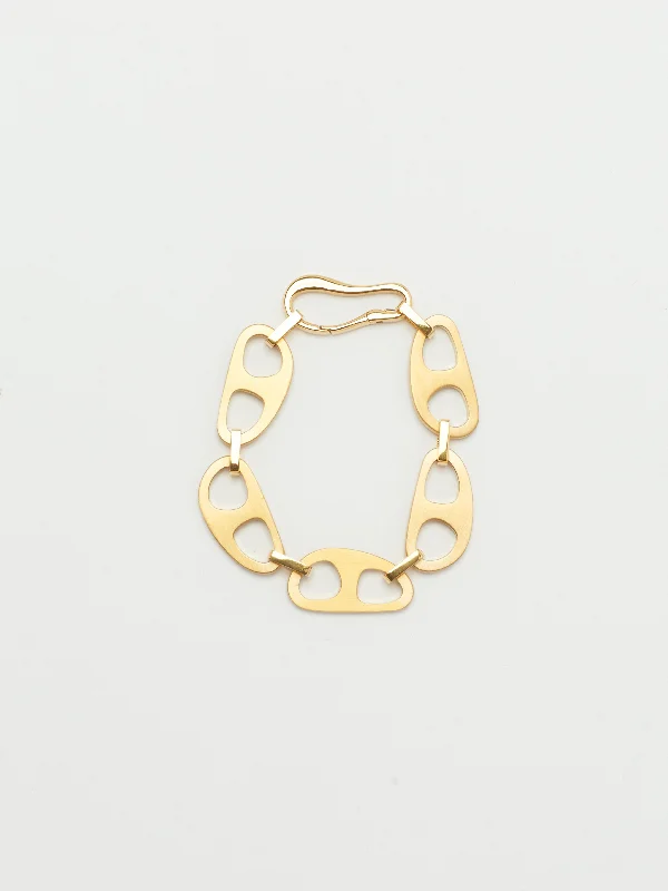 Channeled rim bracelet-Gold Brushed Tab Bracelet