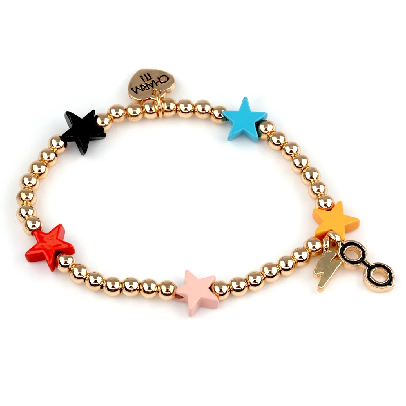 Elevated gem bracelet-Gold Harry Potter Stretch Bead Bracelet