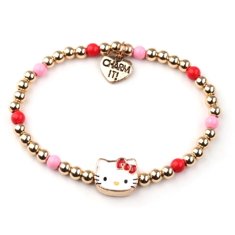 Thirteen-gem bracelet-Gold Hello Kitty Stretch Bead Bracelet