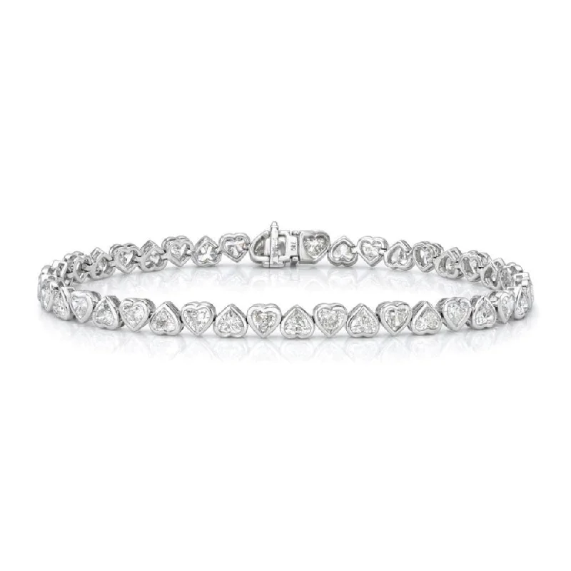 Stippled band bracelet-Heart Shape Diamond Bracelet (8.75 ct.) Bezel Set in 18K Gold