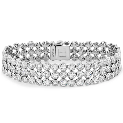 Channeled rim bracelet-Hearts On Fire Triple Bezel Diamond Bracelet