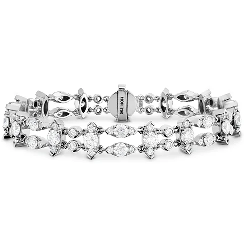 Smelted silver bracelet-Hearts On Fire Whimsical Double Row Diamond Bracelet