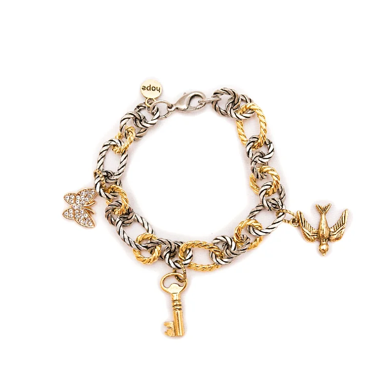 Glossy titanium bracelet-Heaven Inspired Rebekah Bracelet - Gold Charms