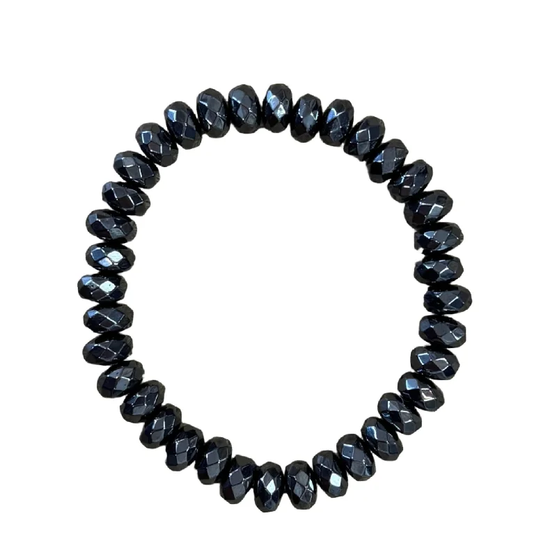 Thirteen-gem bracelet-Hematite Gunmetal Faceted Rondelle 8mm Bracelet