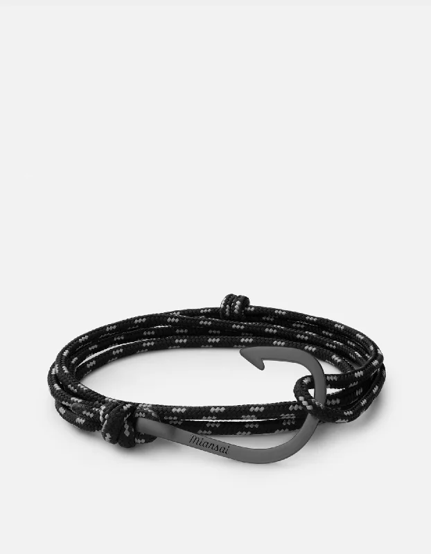 Fine-cut bracelet-Hook Rope, Matte Black Rhodium