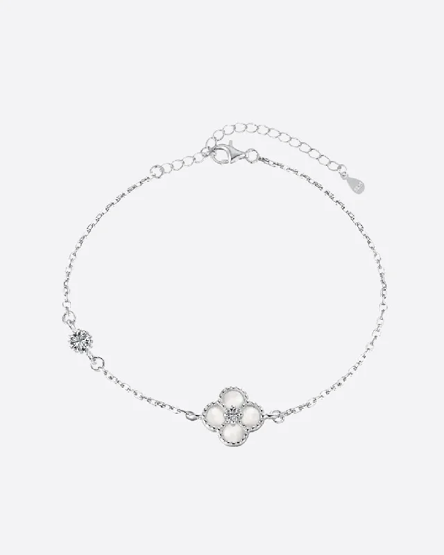 Parted-band bracelet-ICY CLOVER BRACELET 925. - WHITE GOLD