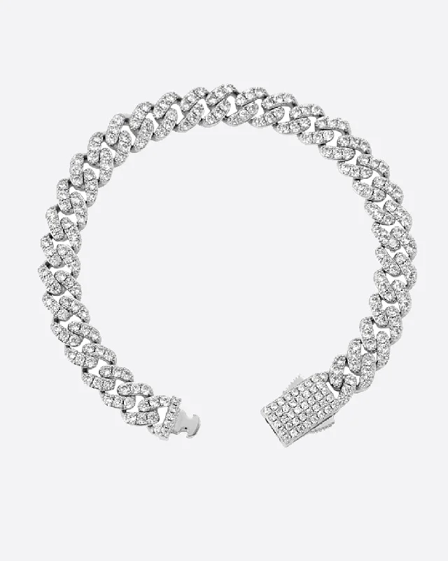 Polished zinc bracelet-ICY CUBANA BRACELET. - WHITE GOLD