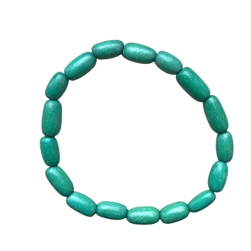 Glowing quartz bracelet-Jade Green Oval Wood Bracelet