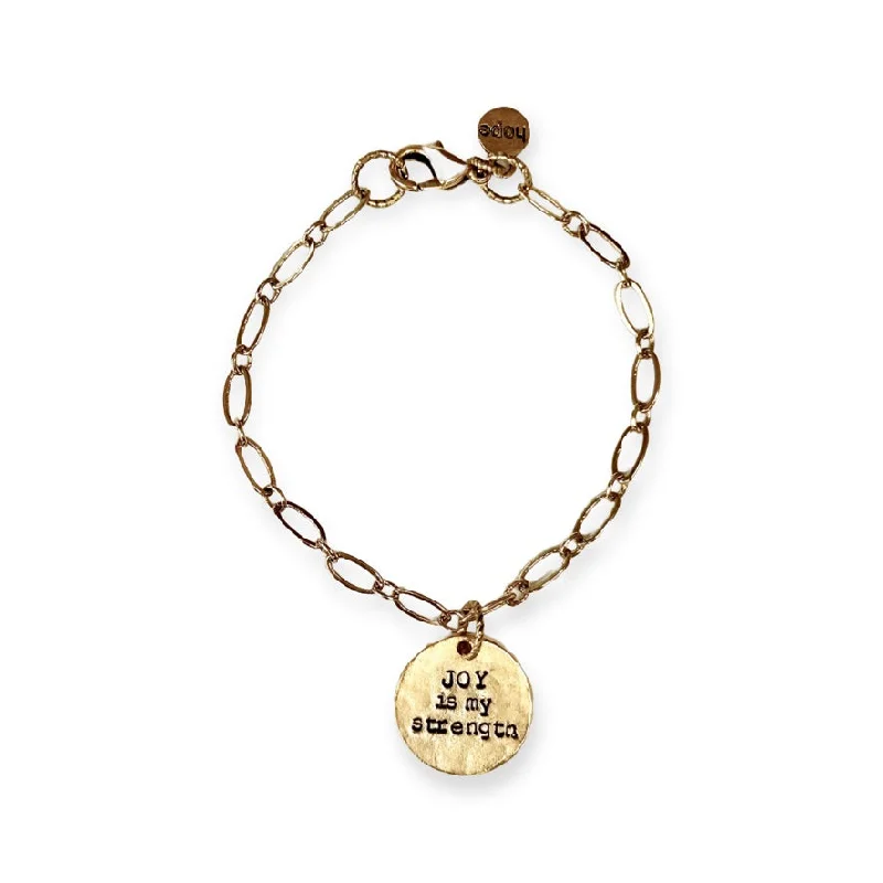 Slack twist bracelet-Joy Is My Strength Oval Bracelet