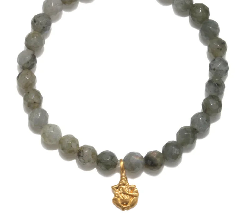 Low-set stone bracelet-LAB GANESHA CHARM BRACELET