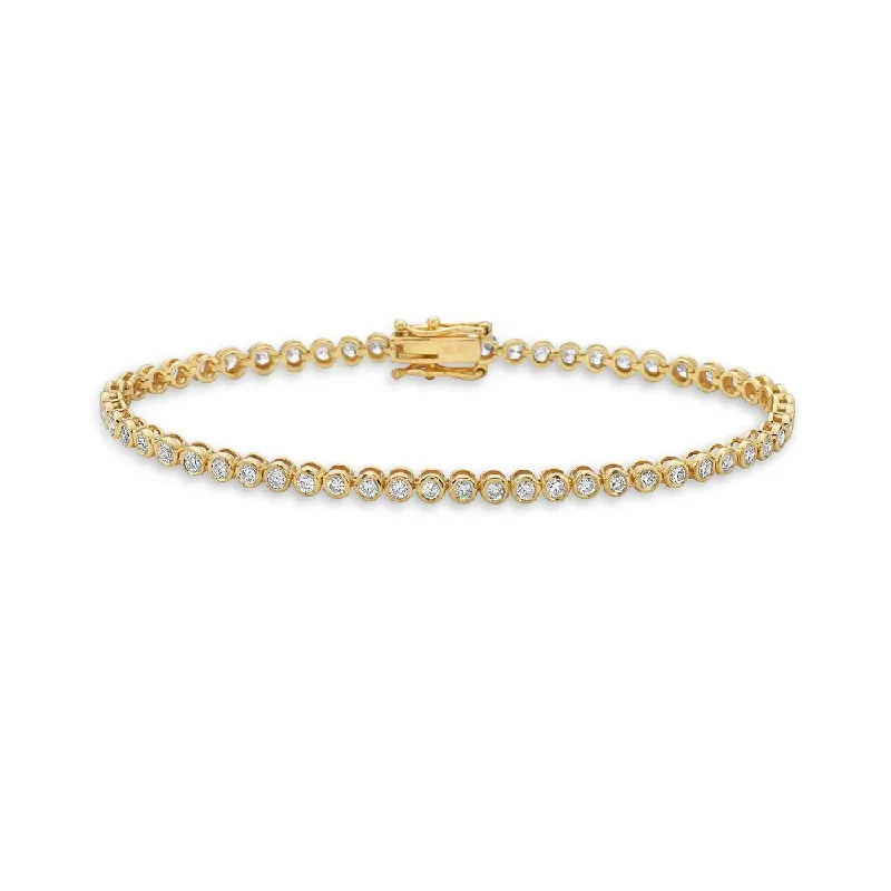 Hand-etched bracelet-Lab Grown Diamond Tennis Bracelet (1.00 ct.) Bezel Setting in 14K Gold