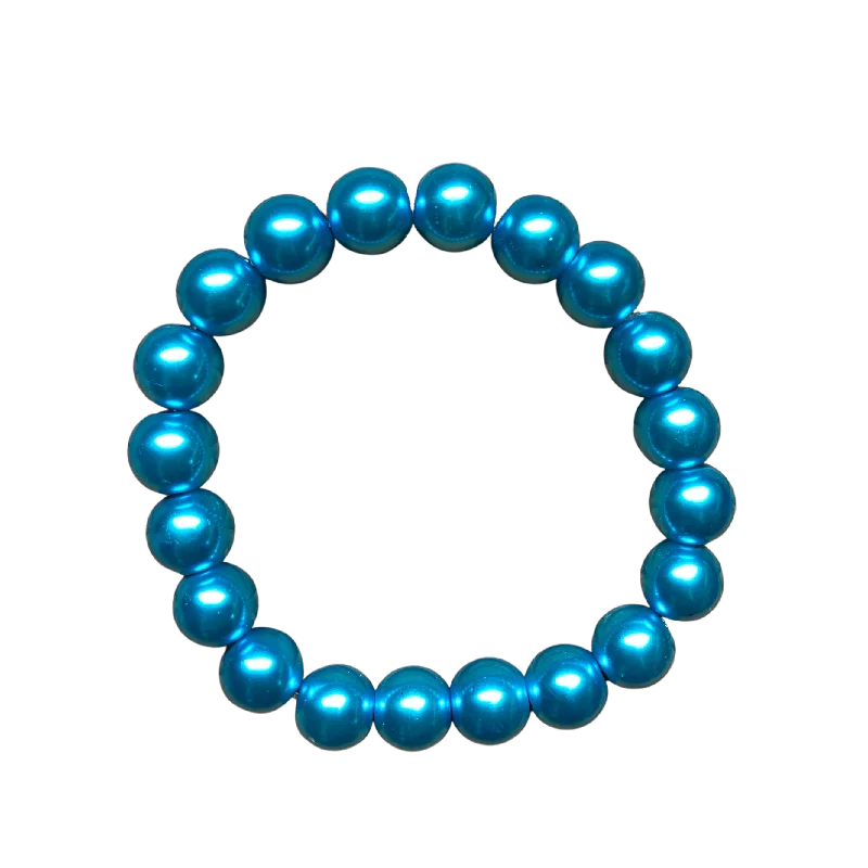 Ethnic scored bracelet-Lagoon Blue Pearl 10mm Bracelet