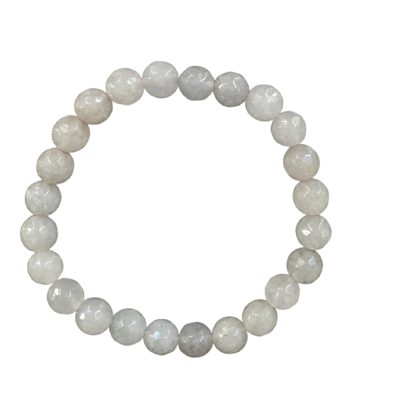 Mixed stone bracelet-Light Dove Grey Faceted Jade 8mm Bracelet