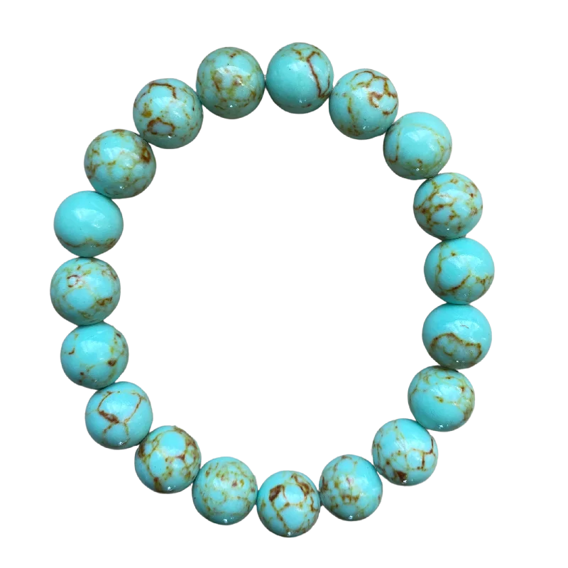 Rounded gem bracelet-Light Teal Green Magnesite 10mm Bracelet