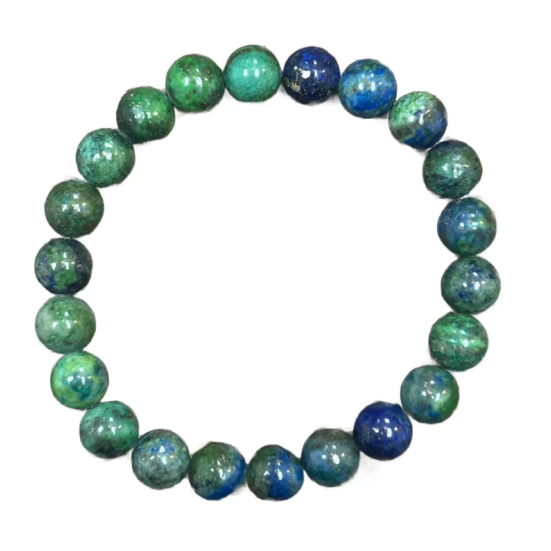 Etched band bracelet-Malachite Azurite 8mm Bracelet