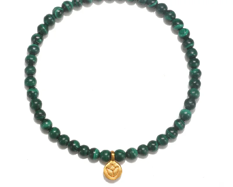 Piled birthstone bracelet-MALACHITE LOTUS BRACELET