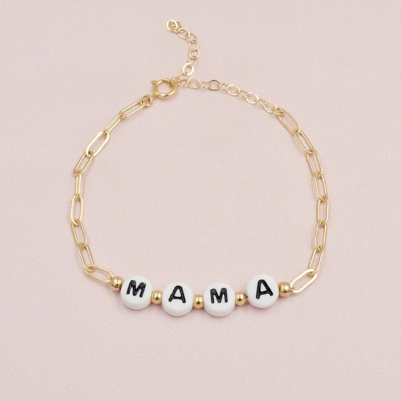 Ridge motif bracelet-Mama Beaded Gold Bracelet