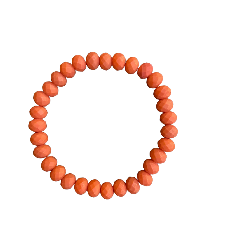 Ethnic scored bracelet-Matte #24 Orange Faceted Rondelle 8mm Bracelet