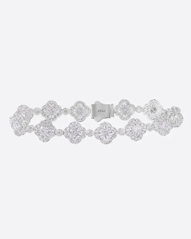 Eight-heart bracelet-MOISSANITE ICED CLOVERS BRACELET. - WHITE GOLD