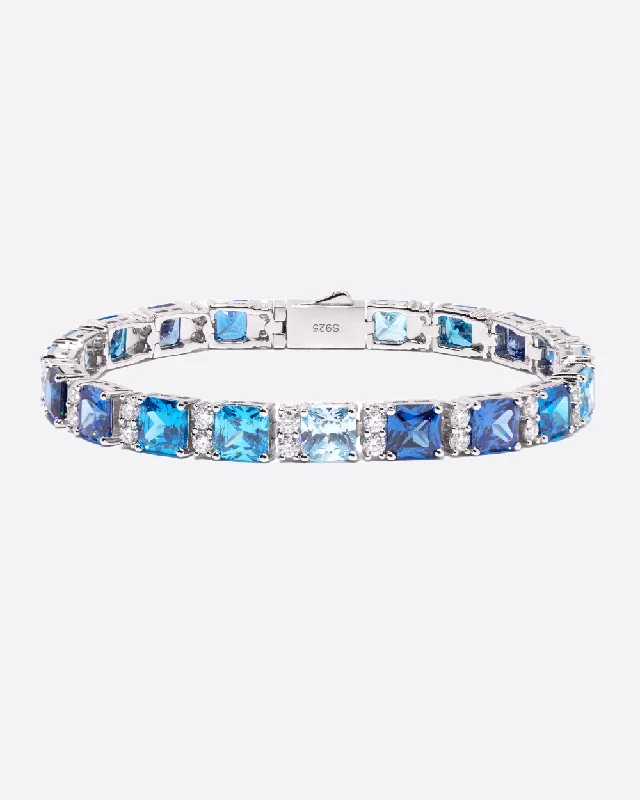 Retro apatite bracelet-MOISSANITE OCEAN BLUE STONES BRACELET. - WHITE GOLD