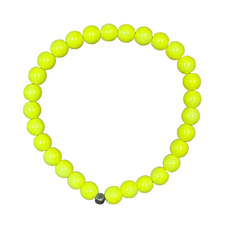 Quilted pattern bracelet-Neon Yellow 6mm Bracelet