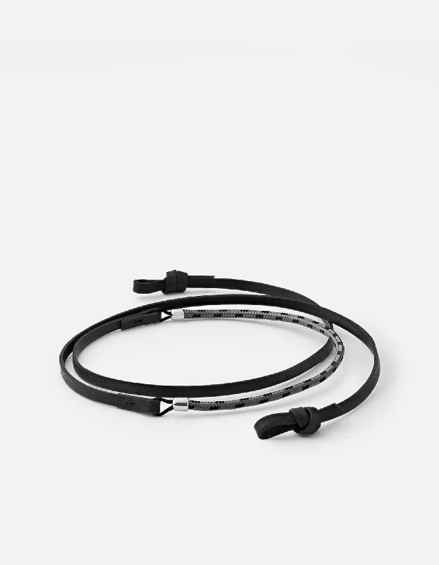 Seven-stone bracelet-Nexus Leather Sunglass Cord, Sterling Silver