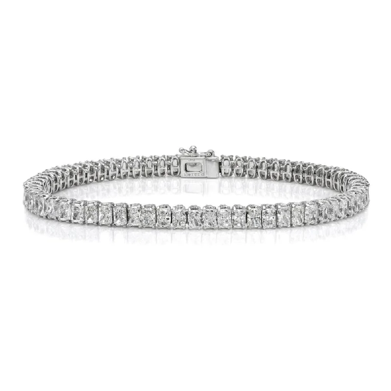 Elastic stone bracelet-Radiant Shape Diamond Tennis Bracelet (11.75 ct.) 4-Prongs Setting in 18K Gold