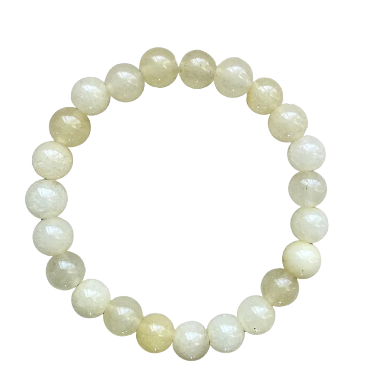 Natural sapphire bracelet-Pale Lemon Yellow Jade 8mm Bracelet