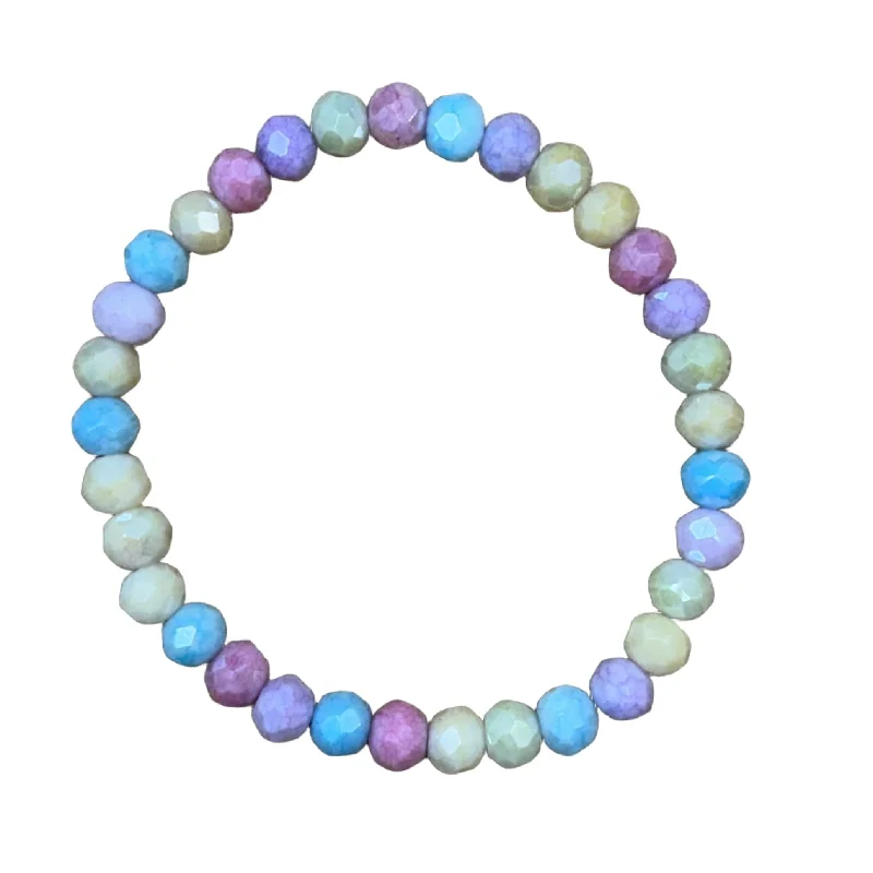 Ethnic scored bracelet-Pastel Rainbow Mix AB Faceted Rondelle 6mm Bracelet