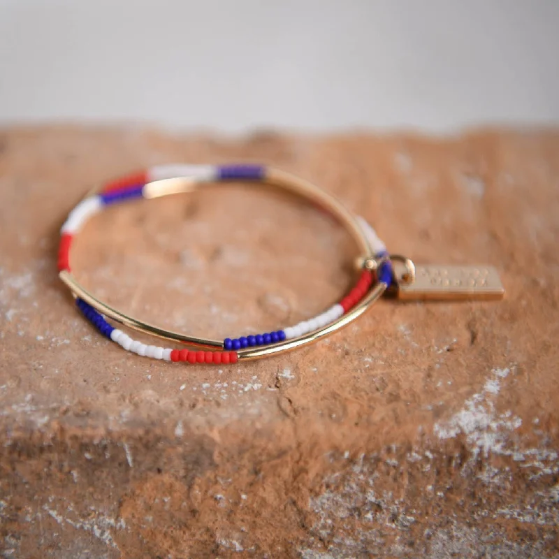 Low-set stone bracelet-Double Wrap Patriotic Bracelet