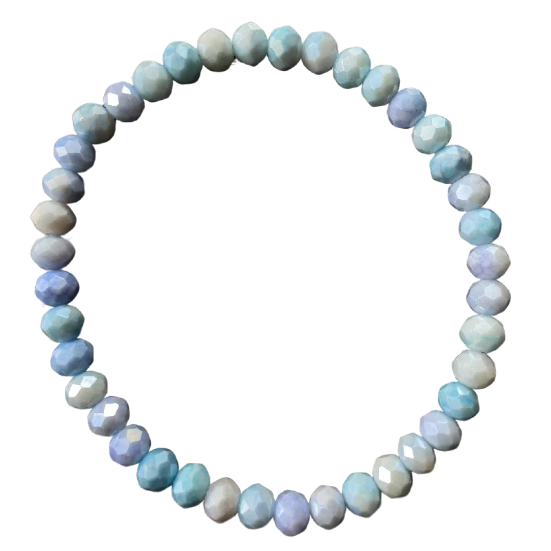 Embossed gem bracelet-Powder Blue Mix AB Faceted Rondelle 6mm Bracelet